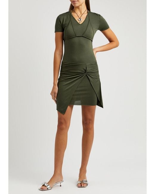 GIMAGUAS Green Julia Layered Stretch-jersey Mini Dress