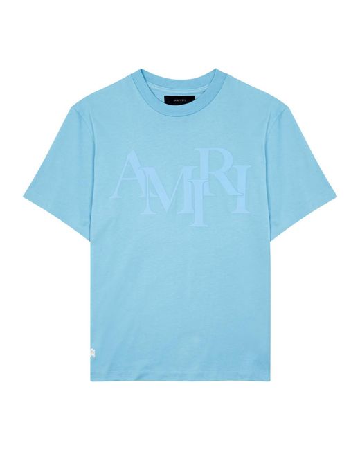 Amiri Blue Logo-appliquéd Cotton T-shirt for men