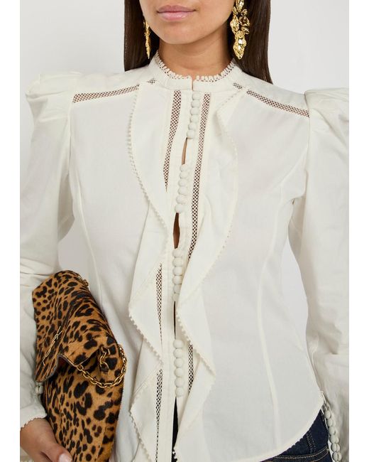 Isabel Marant White Calina Picot Lace Cotton Blouse