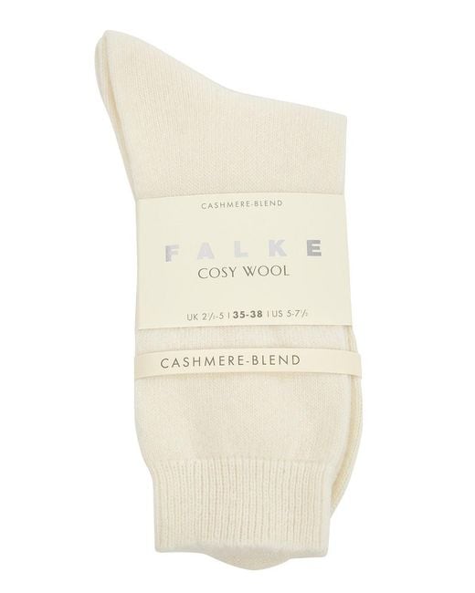Falke White Cosy Wool-blend Socks