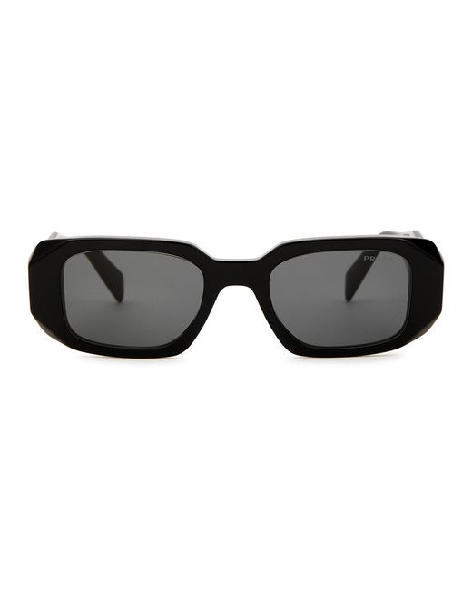 Prada Black Rectangle-frame Sunglasses , Designer-stamped Wide Arms, 100% Uv Protection for men