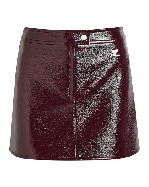 Courreges Women's Purple Reedition Crinkled Vinyl Mini Skirt