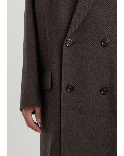 Acne Black Herringbone-Weave Wool-Blend Coat for men