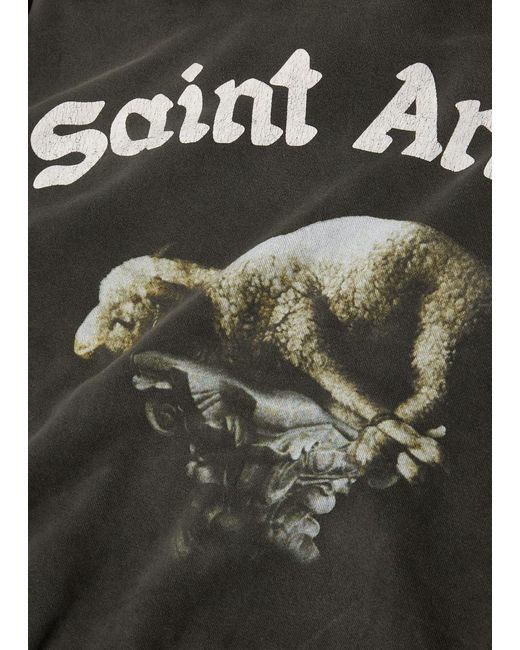 SAINT Mxxxxxx Gray Saint Aries Printed Hooded Cotton Sweatshirt for men