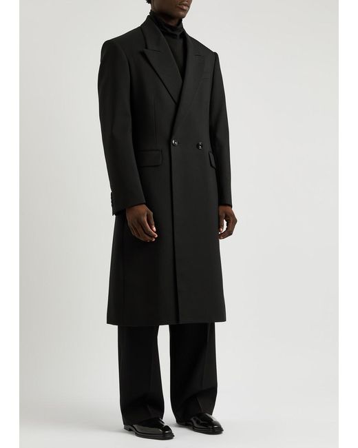 Alexander McQueen Black Double-Breasted Wool Coat for men