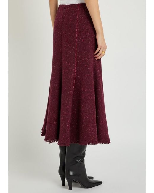 Gabriela Hearst Purple Amy Speckled Wool And Cashmere-Blend Midi Skirt