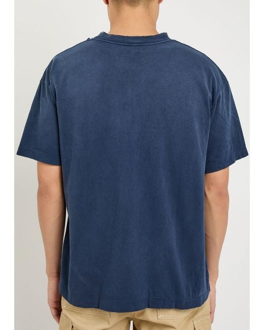 SAINT Mxxxxxx Blue Saint Nbhd Printed Cotton T-Shirt for men