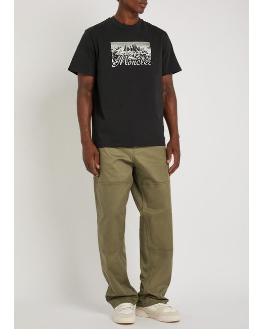 Moncler Green Stretch-Cotton Cargo Trousers for men