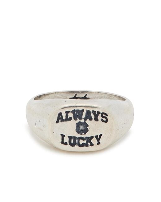 Twojeys White Always Lucky Sterling-Plated Signet Ring for men