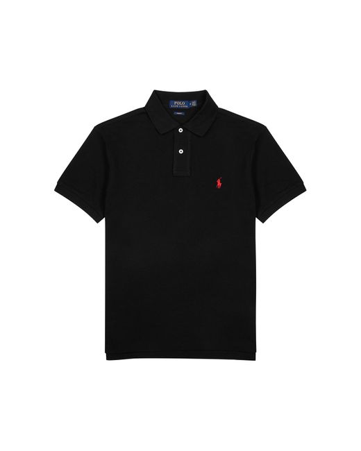 Polo Ralph Lauren Black Slim Piqué Cotton Polo Shirt for men