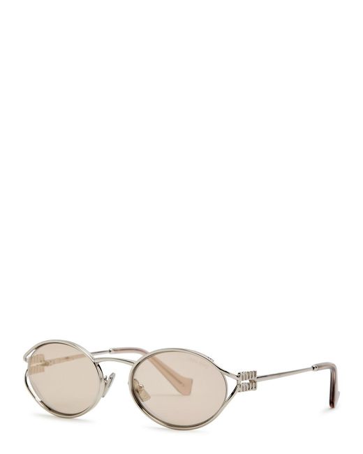 Miu Miu Natural Oval-Frame Sunglasses