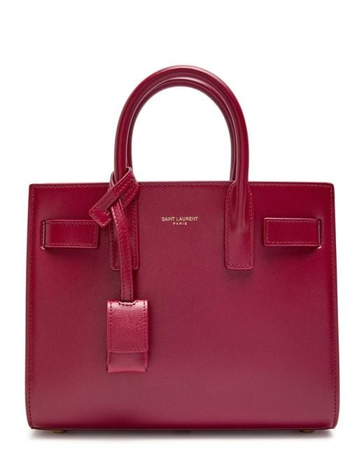 Saint Laurent Red Sac De Jour Nano Leather Top Handle Bag