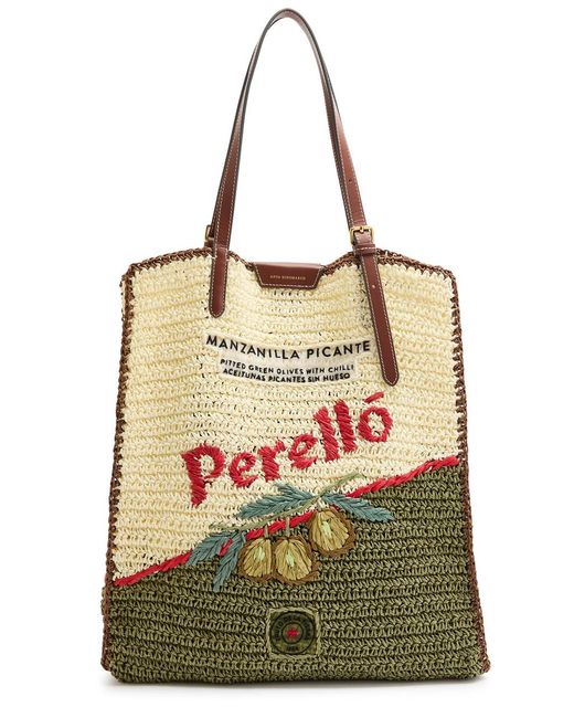 Anya Hindmarch Green Perello Raffia Tote