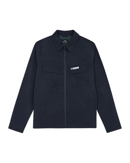 PS by Paul Smith Blue Logo Cotton-Blend Overshirt for men