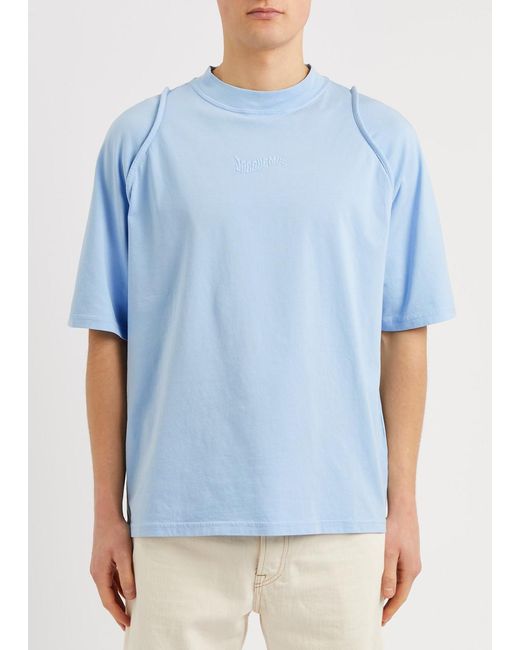 Jacquemus Blue Le T-shirt Carmague Logo Cotton T-shirt for men