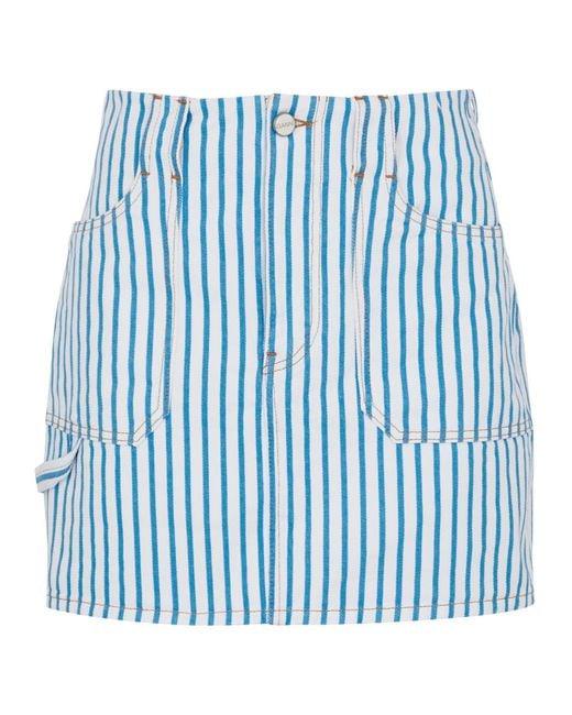 Ganni Blue Striped Denim Mini Skirt