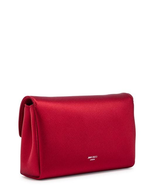 Jimmy Choo Red Soft Bow Mini Satin Clutch