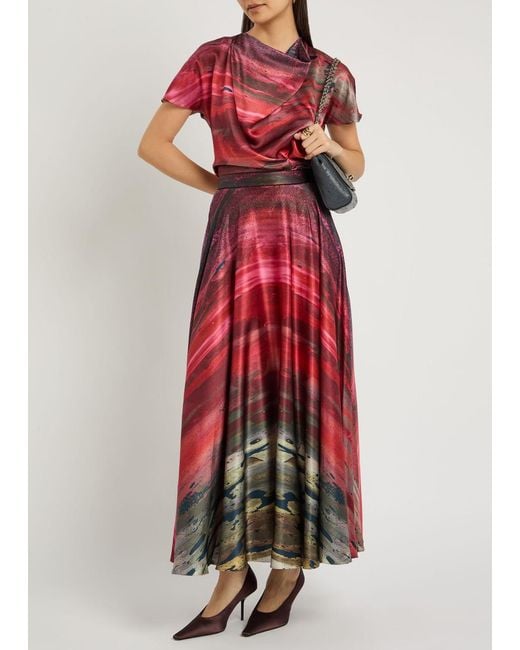 Roksanda Red Ameera Printed Silk Skirt