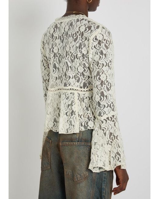 Free People White Whispering Love Lace Cropped Blouse