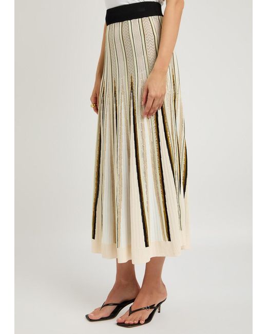 Forte Forte Natural Chevron-Intarsia Knitted Midi Skirt