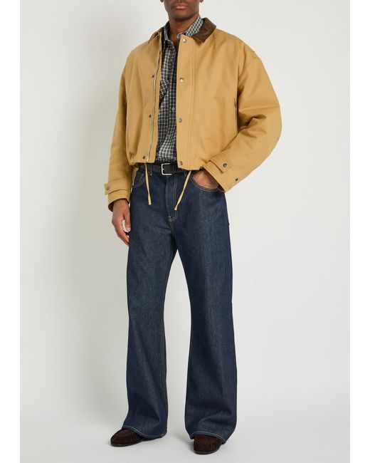 Acne Natural Opada Padded Leather-Trim Cotton Jacket for men