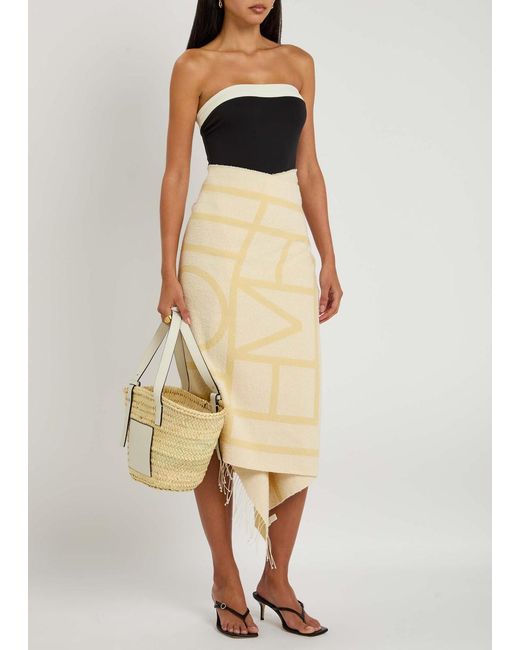 Totême  White Monogram-Jacquard Cotton-Blend Sarong
