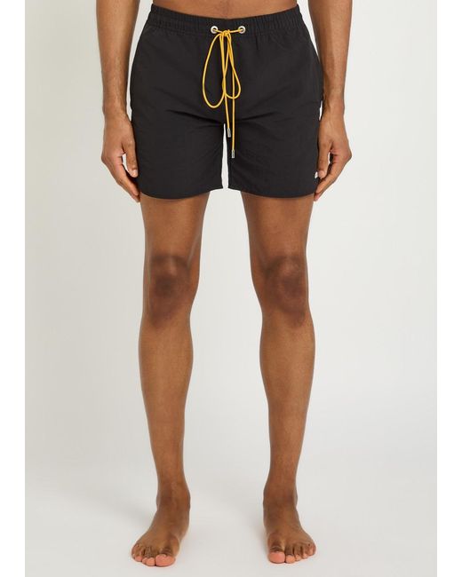 Rhude Black Classic Logo-Embroidered Nylon Swim Shorts for men