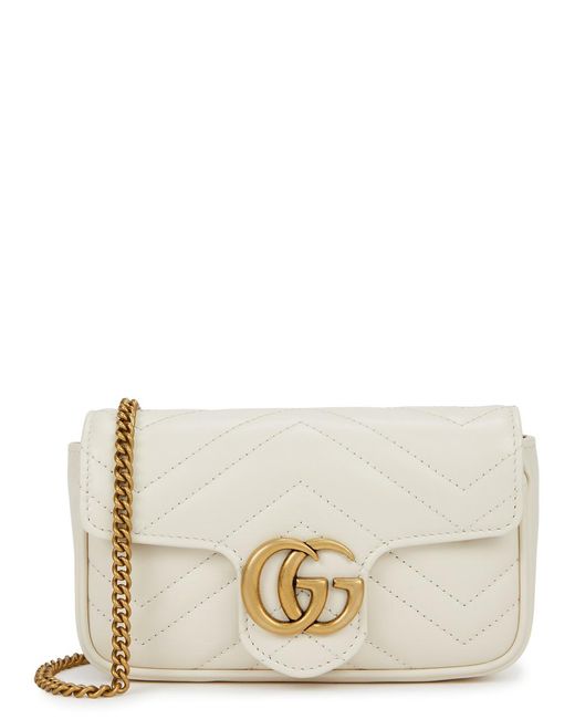 Gucci Natural gg Marmont Supermini Leather Cross-body Bag