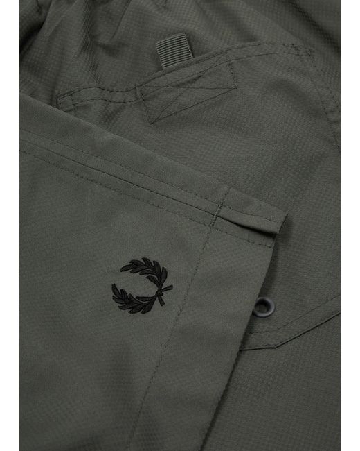 Fred Perry Green Logo-embroidered Shell Swim Shorts for men