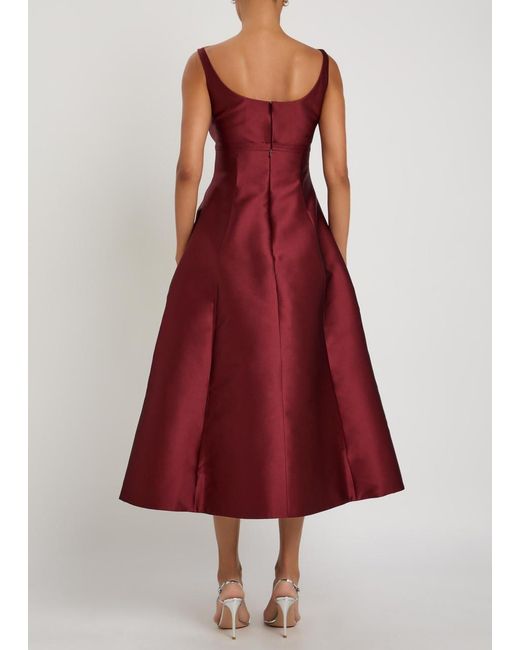 Erdem Floral-Embroidered Mikado Satin Midi Dress