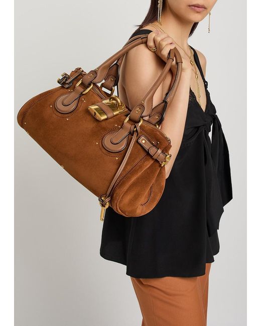 Chloé Brown Paddington Suede Shoulder Bag
