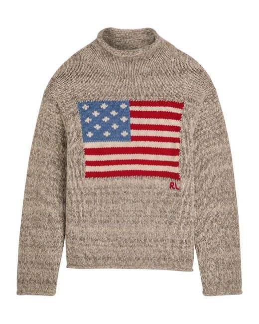 Polo Ralph Lauren Gray Flag Wool-Blend Jumper