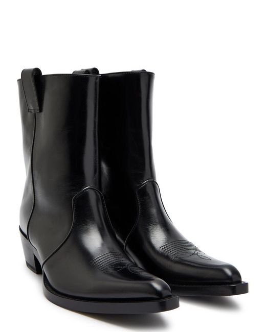 Khaite Black Clive 35 Leather Ankle Boots
