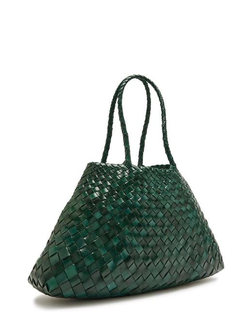 Dragon Diffusion Green Santa Croce Big Woven Leather Tote Bag