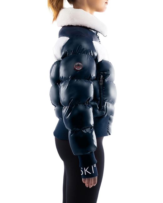 Malibu Ski Club Blue Apres Slick Bomber Jacket
