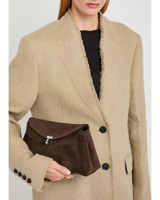 Totême  Brown T-Lock Suede Clutch