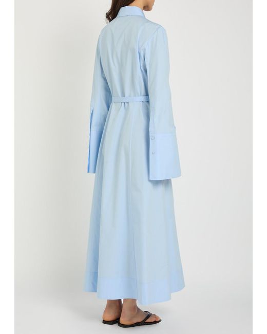 Gabriela Hearst Blue Carmina Belted Cotton-Poplin Maxi Shirt Dress