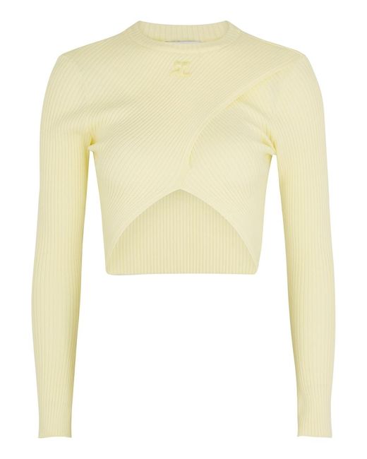 Courreges Yellow Courrèges Cropped Ribbed-Knit Top