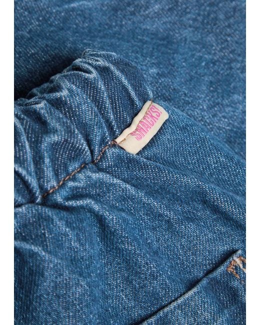Mother Blue The Buffet Nerdy Drawstring Straight-Leg Jeans