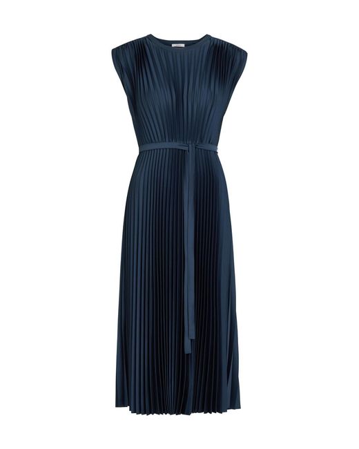 Joseph Blue Volta Plissé Satin-Crepe Midi Dress