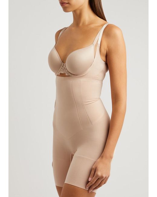 Spanx White Oncore Open-bust Mid-thigh Bodysuit