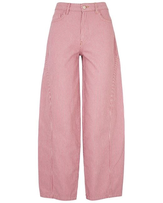Damson Madder Pink Dion Striped Barrel-leg Jeans