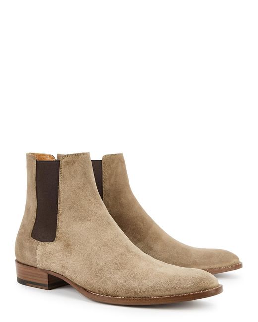 Saint Laurent Wyatt 30 Sand Suede Chelsea Boots in Brown for Men