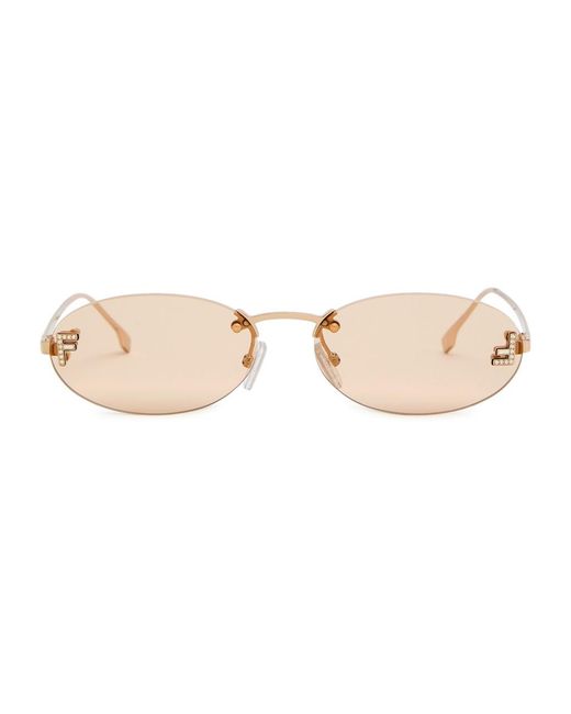Fendi White Narrow Oval-Frame Sunglasses