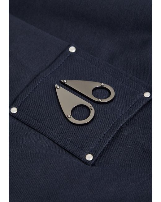 Moose Knuckles Blue Hartsfield Zip-Up Cotton Hooded Sweatshirt for men