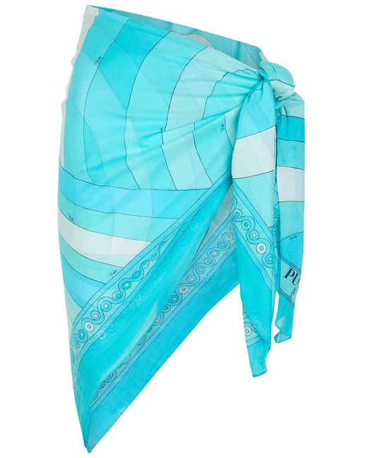Emilio Pucci Blue Printed Cotton Sarong