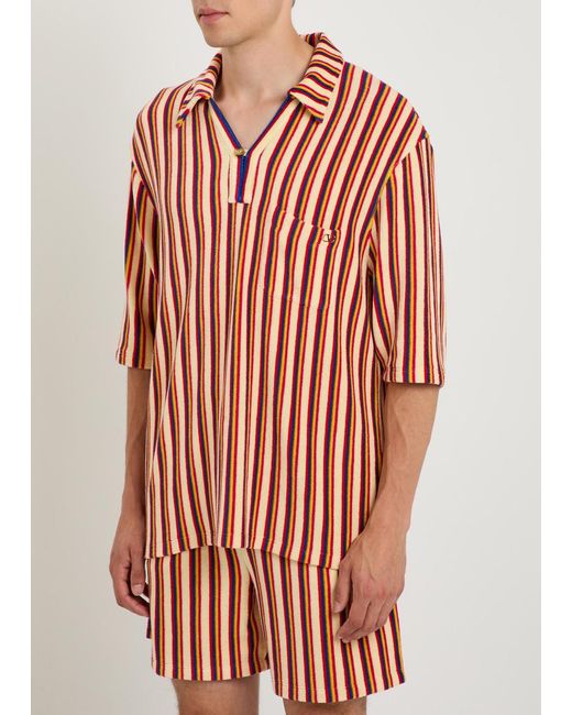 Valentino Red Striped Terry Shirt for men