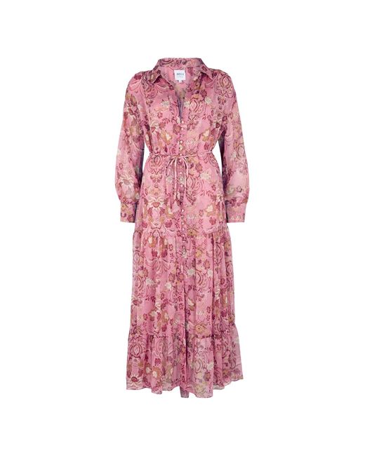 MISA Los Angles Pink Leigh Floral-Print Chiffon Dress
