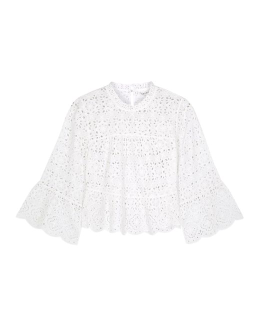 Veronica Beard Emmalyn White Broderie Anglaise Cotton Blouse | Lyst