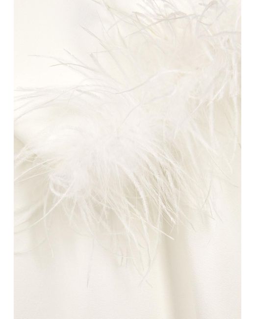Rixo White Selene Feather-trimmed Midi Dress